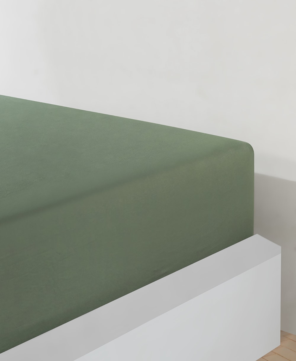 Drap housse jersey 160x200 cm 100% coton olive Drap housse jersey 160x200 cm 100% coton olive