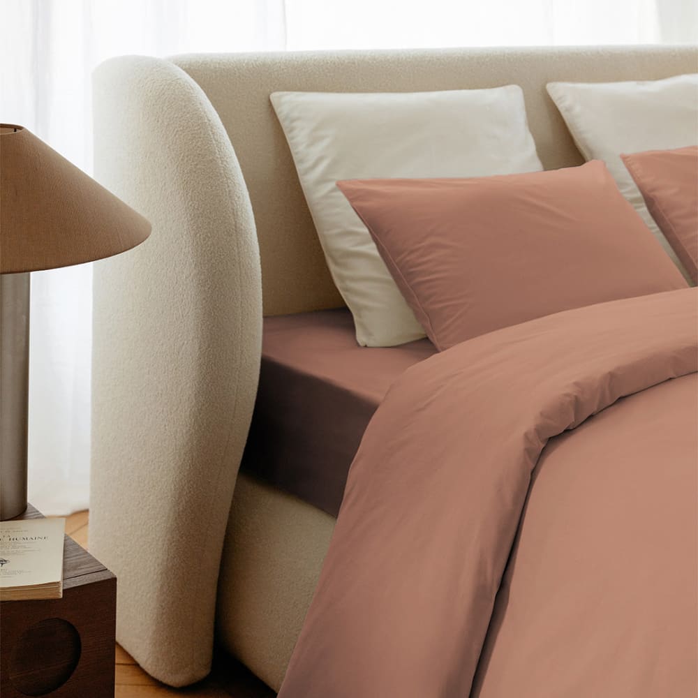 Draps Housse 140x190cm - Peach Blush - Percale de Coton — vue 3