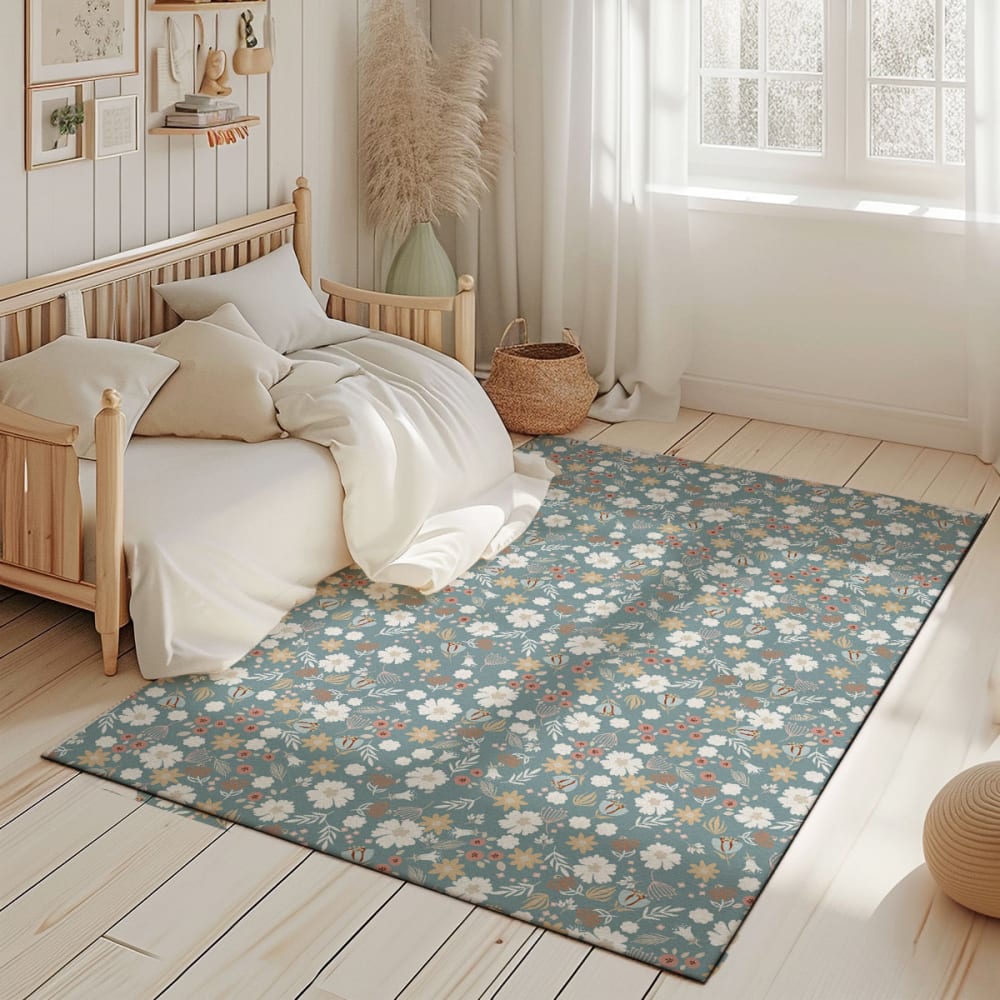 Kinderteppiche Blumen Blau 118x180cm - Maisons Du Monde