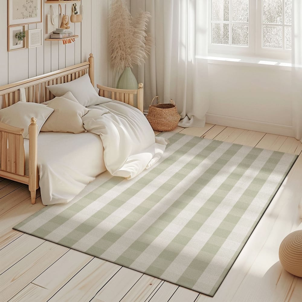 Tapis de jeu enfant vichy vert 118x180cm