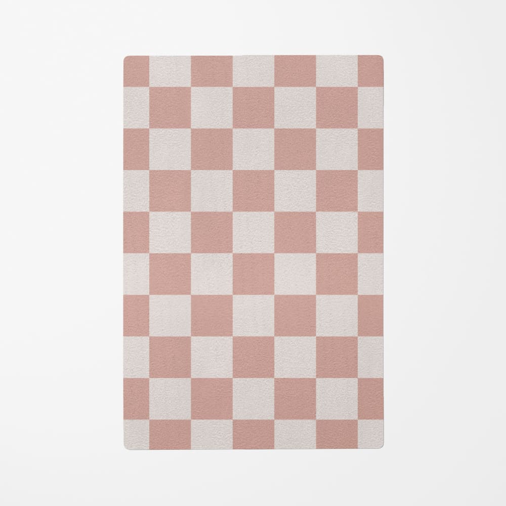 Tapis de jeu enfant carreaux rose 118x180cm