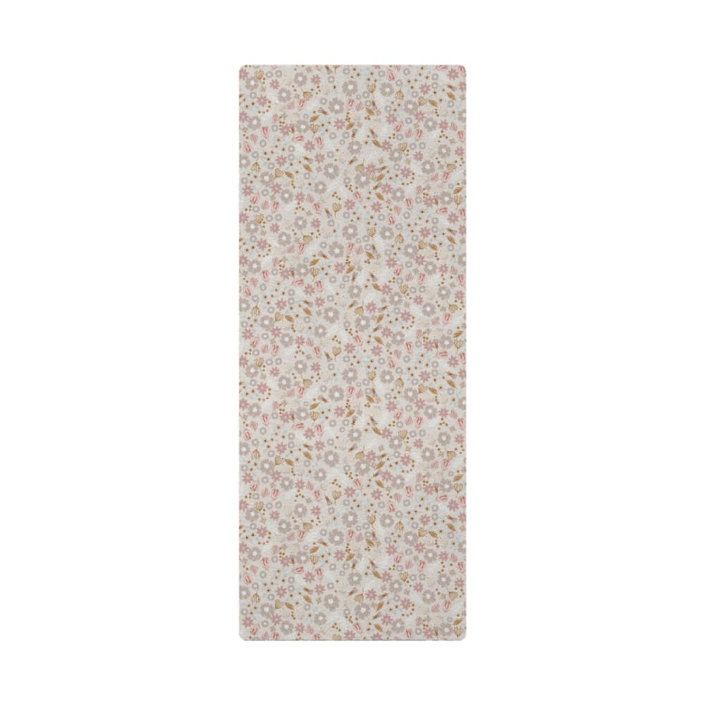 Tapis de yoga enfant fleurettes crème 60x160cm