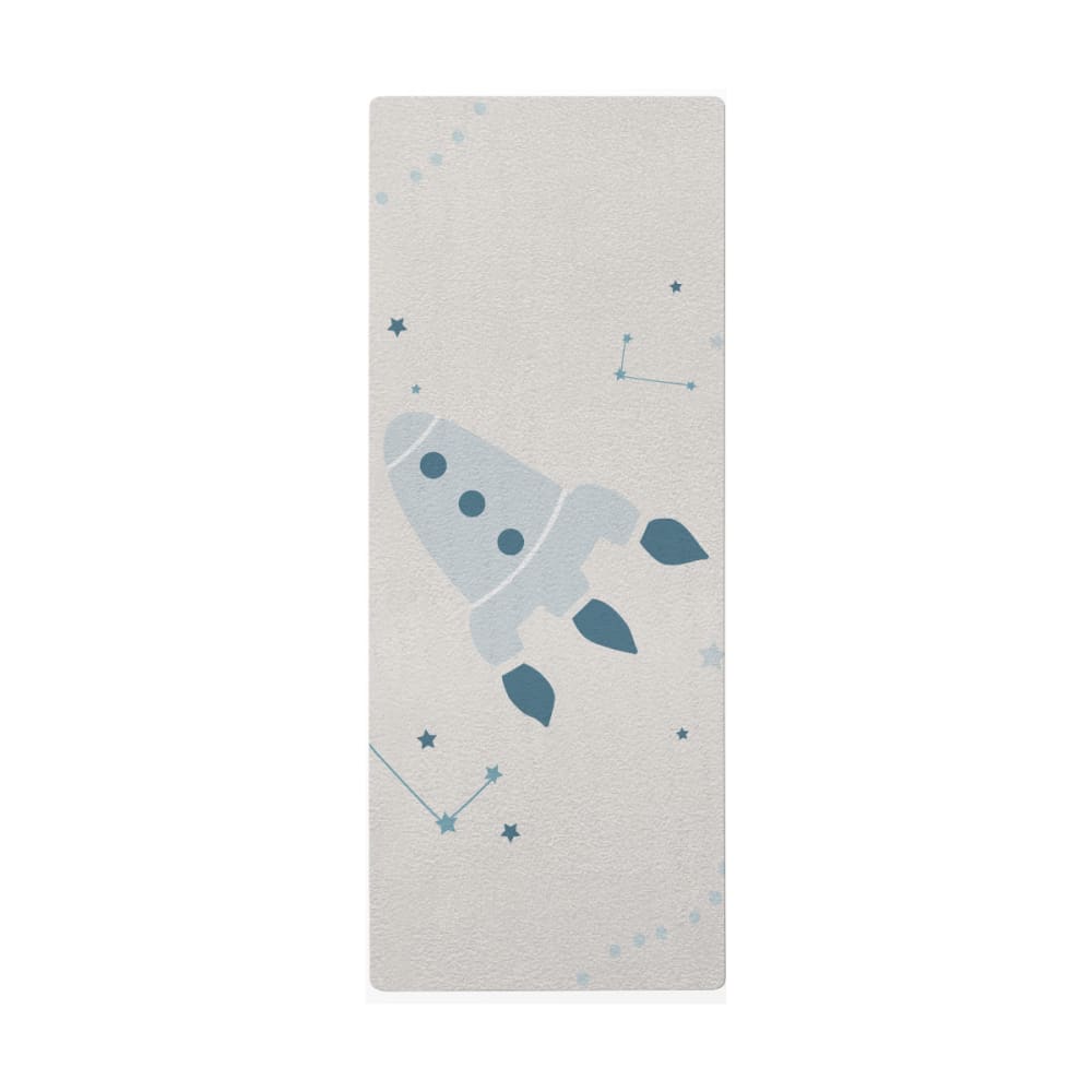 Tapis de yoga enfant espace fusée bleu 60x160cm