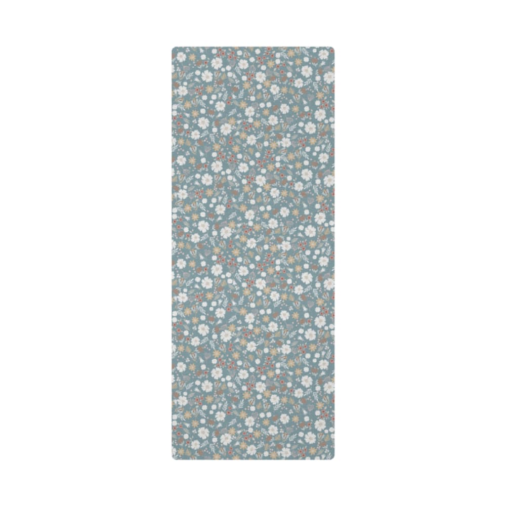 Tapis de yoga enfant fleurettes bleu 60x160cm