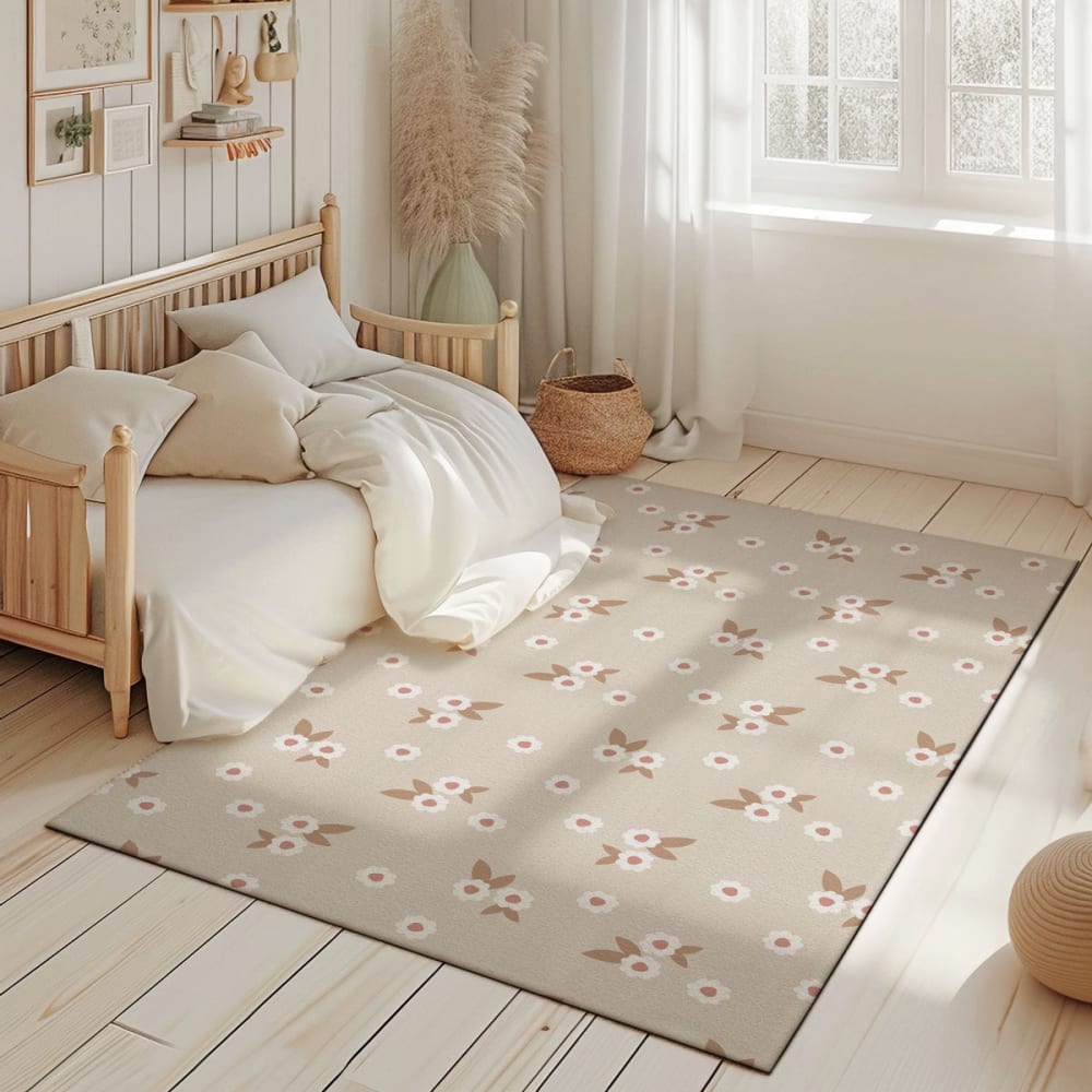 Kinderteppiche mit Blumenmuster beige 118x180cm - Maisons Du