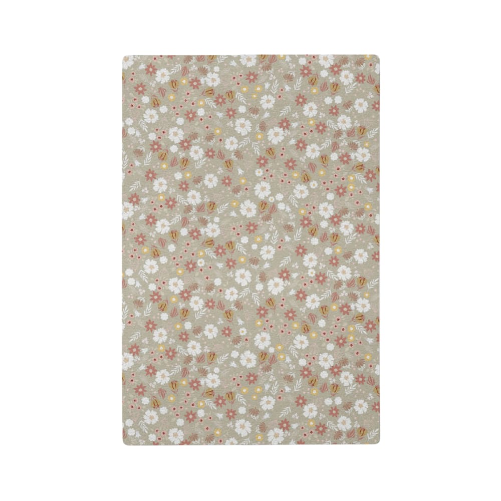 Tapis de jeu enfant fleurettes vert 118x180cm