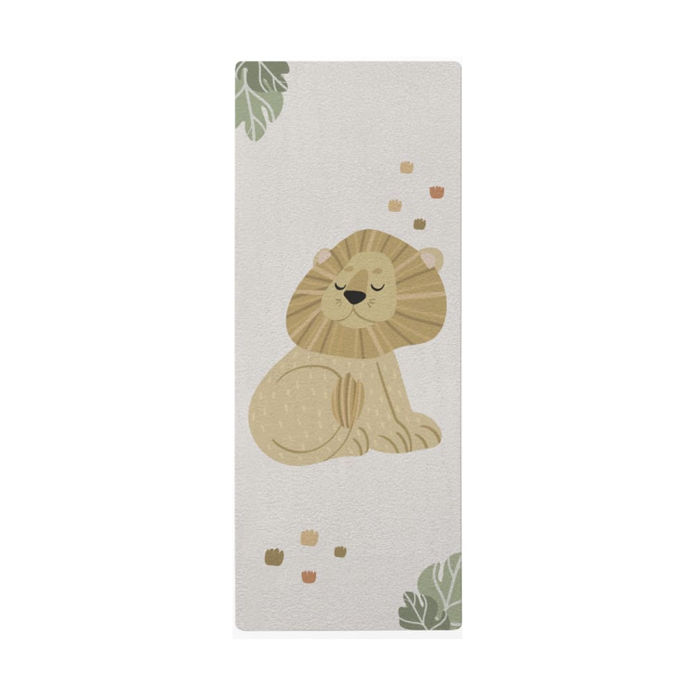 Tapis de yoga enfant animaux jungle lion vert 60x160cm