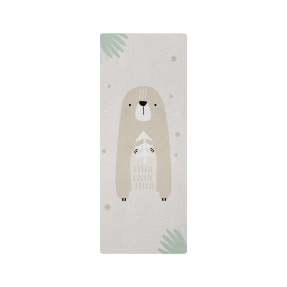 Tapis de yoga enfant animaux forêt ours vert 60x160cm