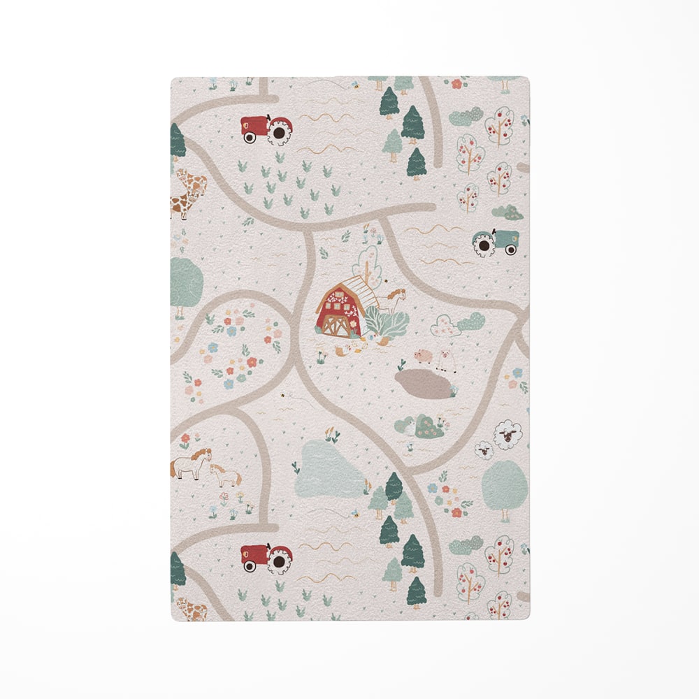 Tapis de jeu enfant ferme multicolore 118x180cm