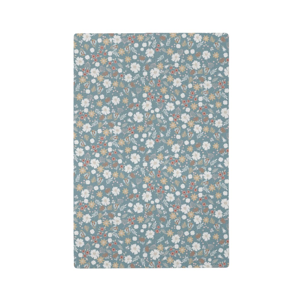 Tapis de jeu enfant fleurettes bleu 85x130 cm
