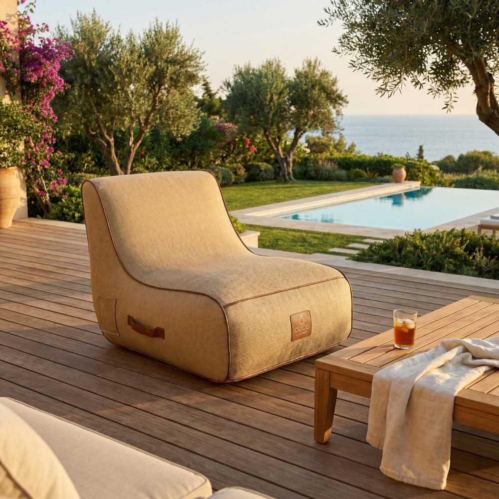 Fauteuil gonflable Riviera couleur toile de jute 105x75x75 cm