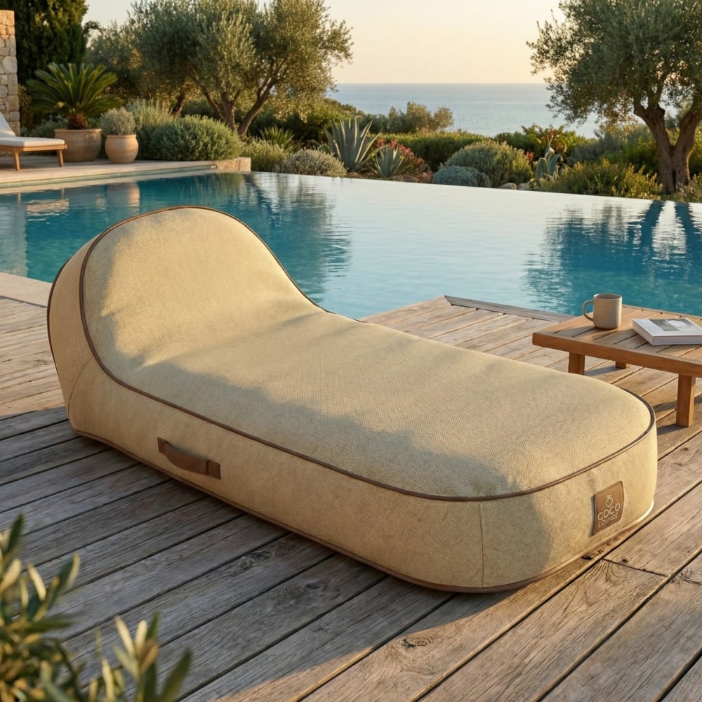 Transat gonflable palma en olefin couleur toile de jute 170x85x27 cm