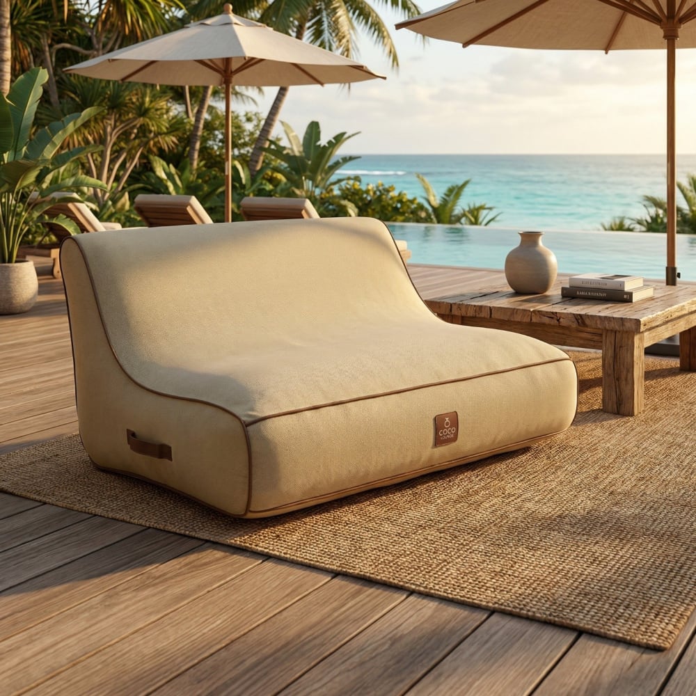 Canapé gonflable alizé en olefin couleur toile de jute 160x105x75 cm