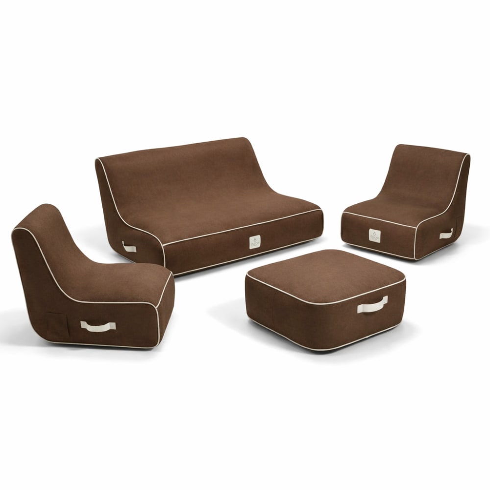 Salon de jardin gonflable en olefin couleur chocolat