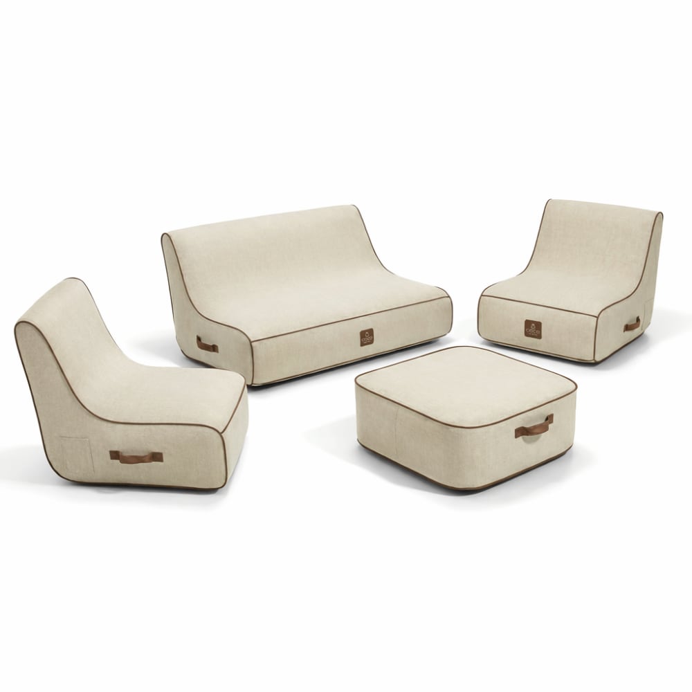 Salon de jardin gonflable en olefin couleur blanc cassé