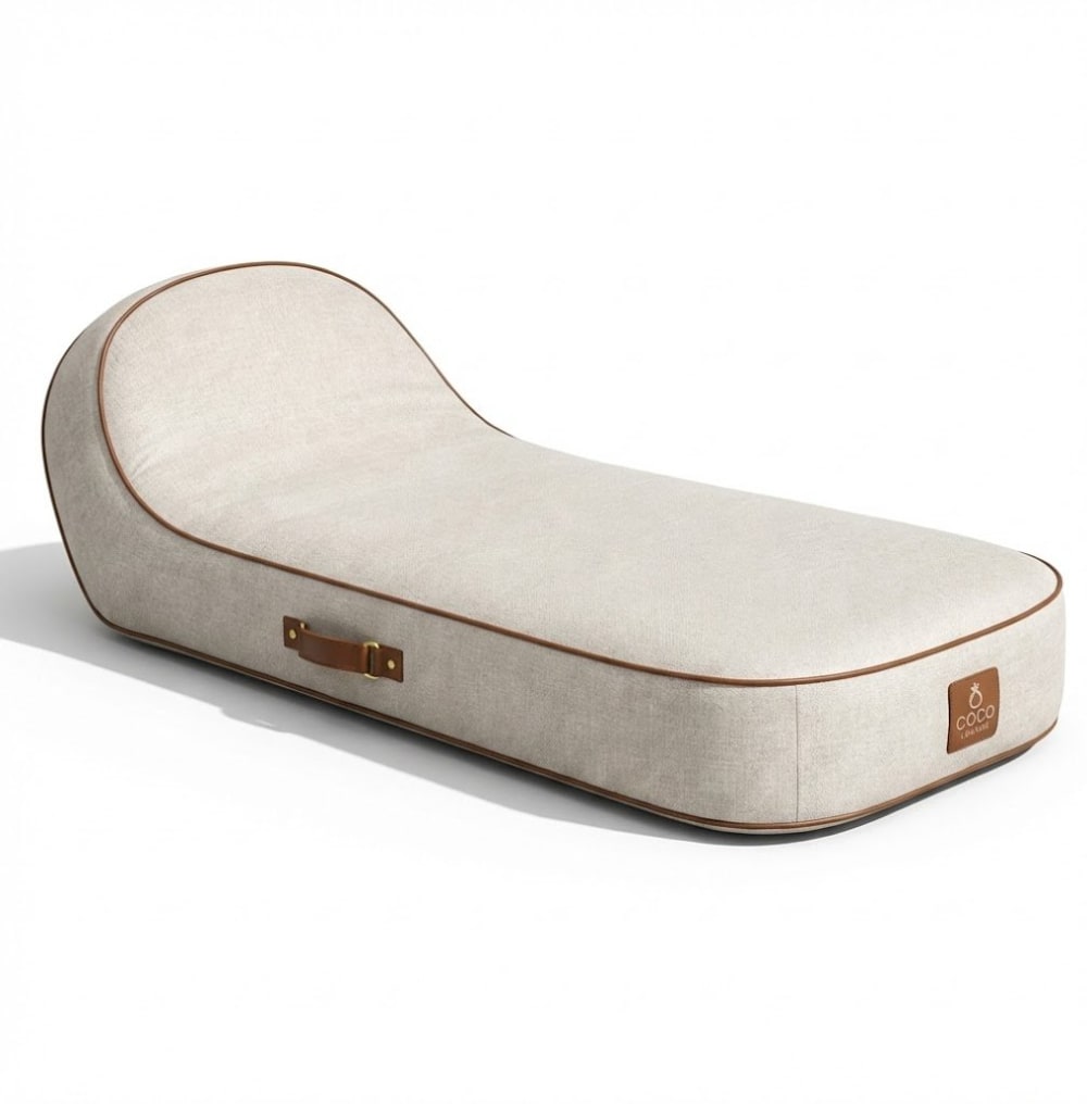 Transat gonflable palma en olefin couleur blanc cassé 170x85x27 cm