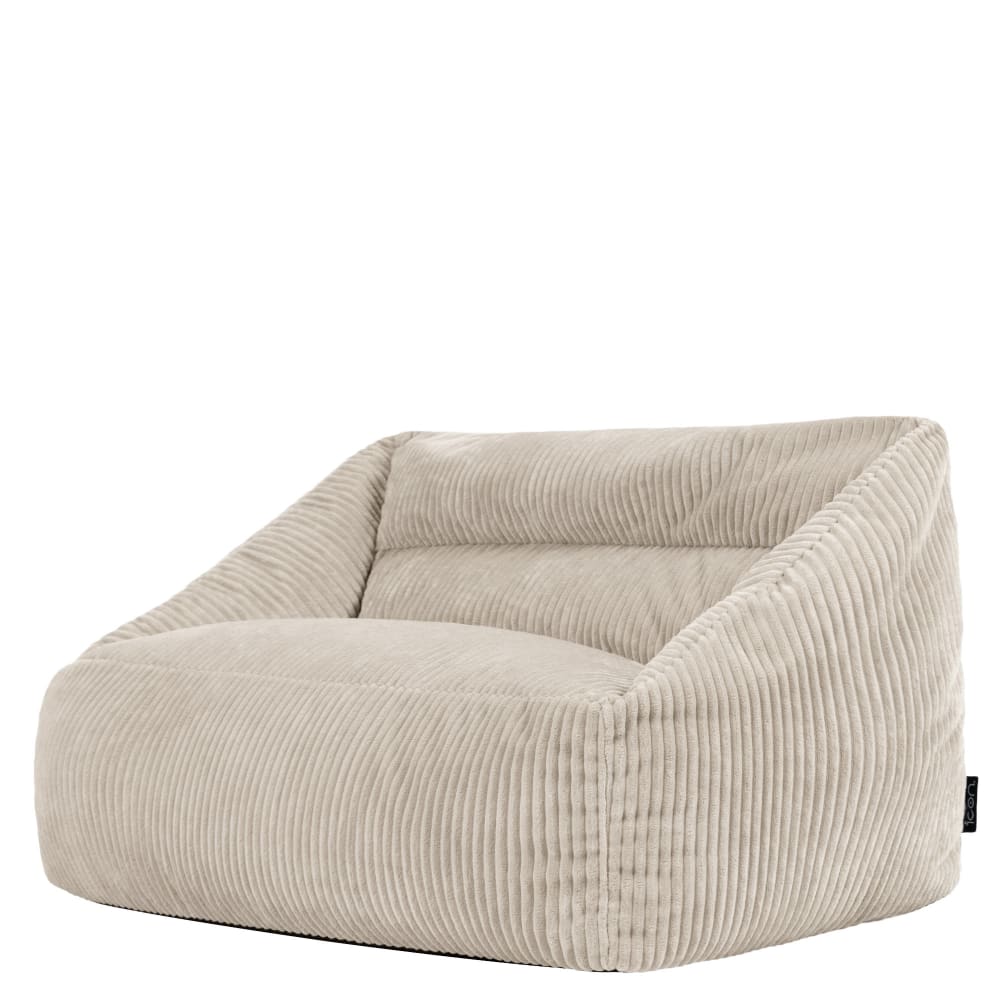 Pouf canapé enfant en velours côtelé beige galet