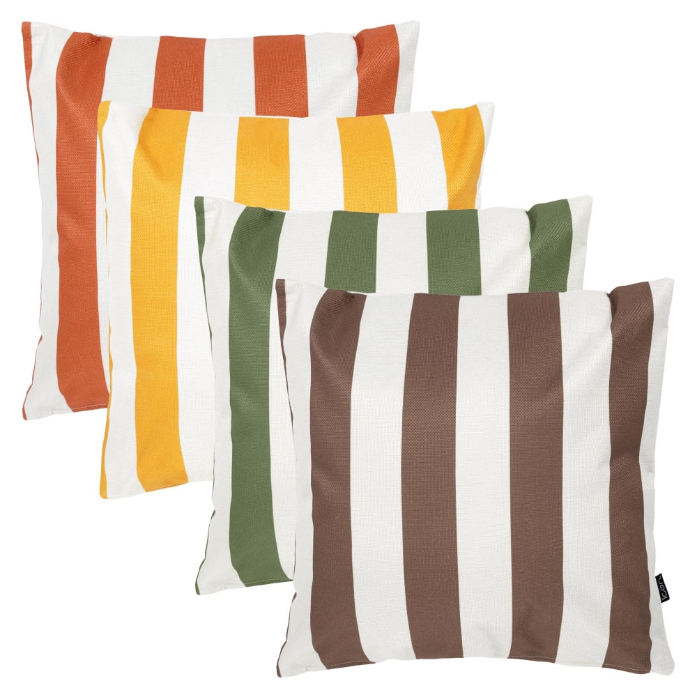 Lot de 4 coussins extérieur à imprimé rayures, multicouleur 43x43cm