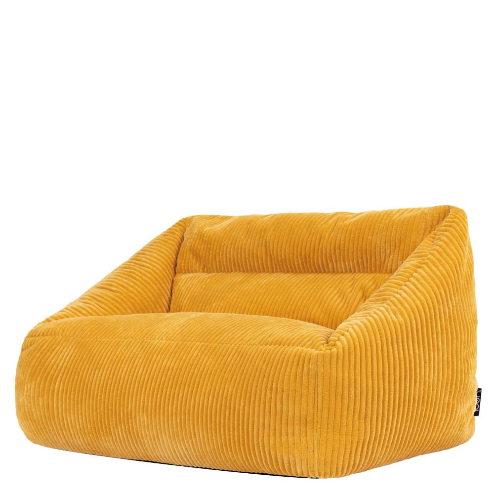 Pouf canapé enfant en velours côtelé jaune ocre