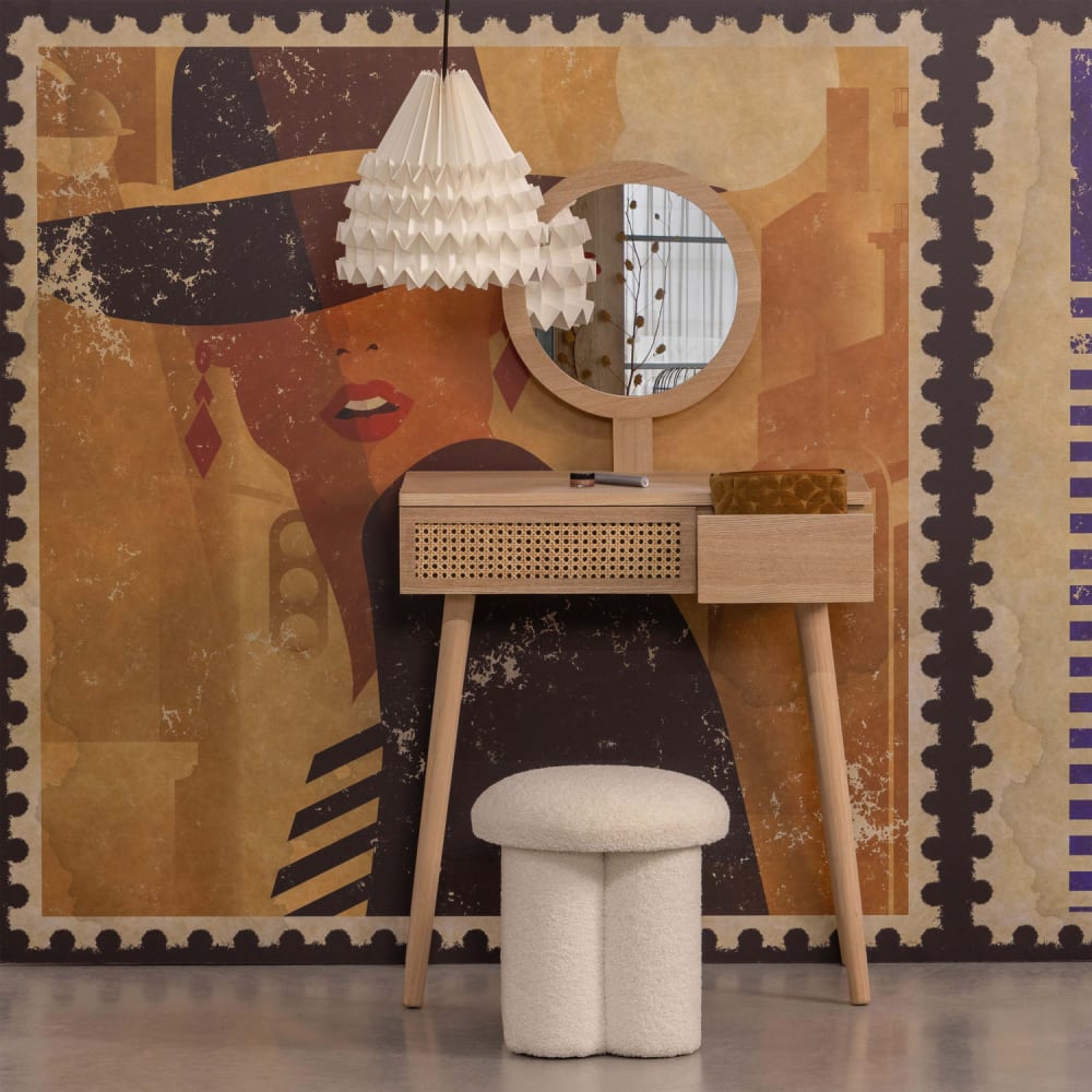 Coiffeuse en bois de pin et mdf marron