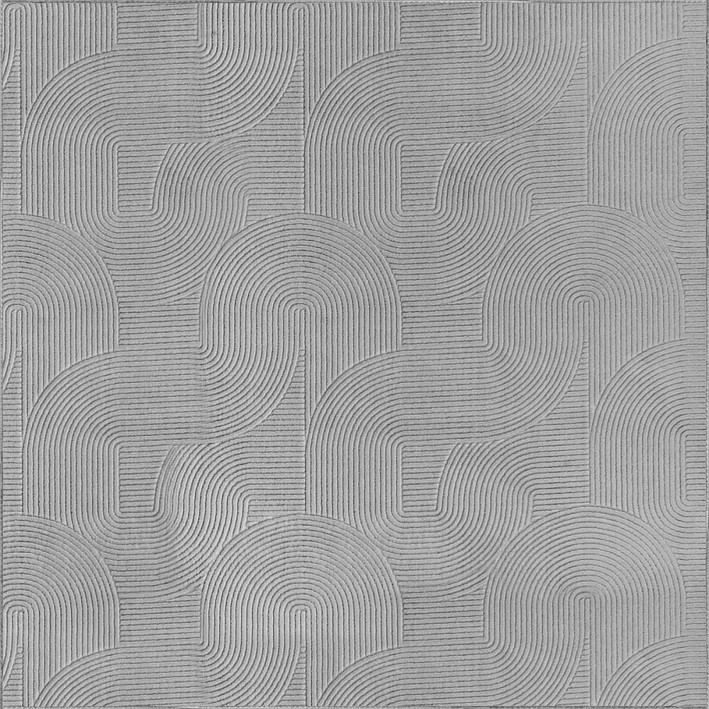 Tapis salon moderne antidérapant effet 3D, gris, 200 x 200 cm