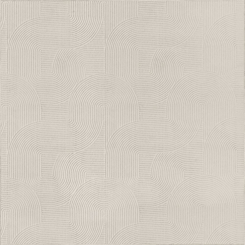 Tapis moderne antidérapant salon optique 3D, crème, 200 x 200 cm