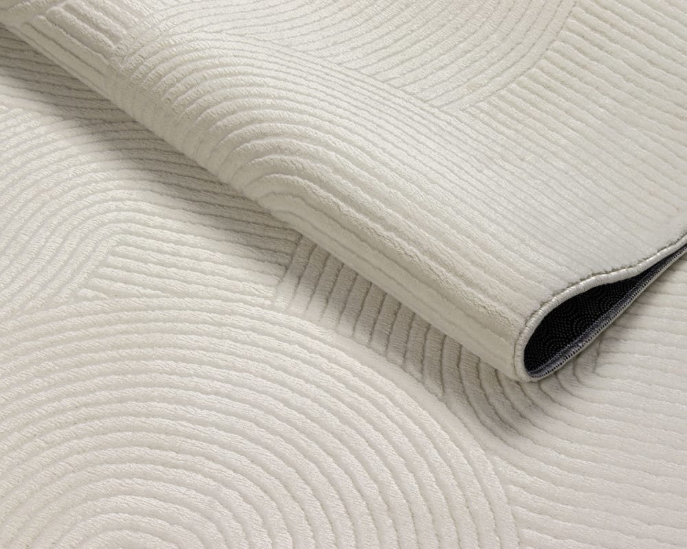 Tapis moderne antidérapant salon optique 3D, crème, 200 x 200 cm — vue 4