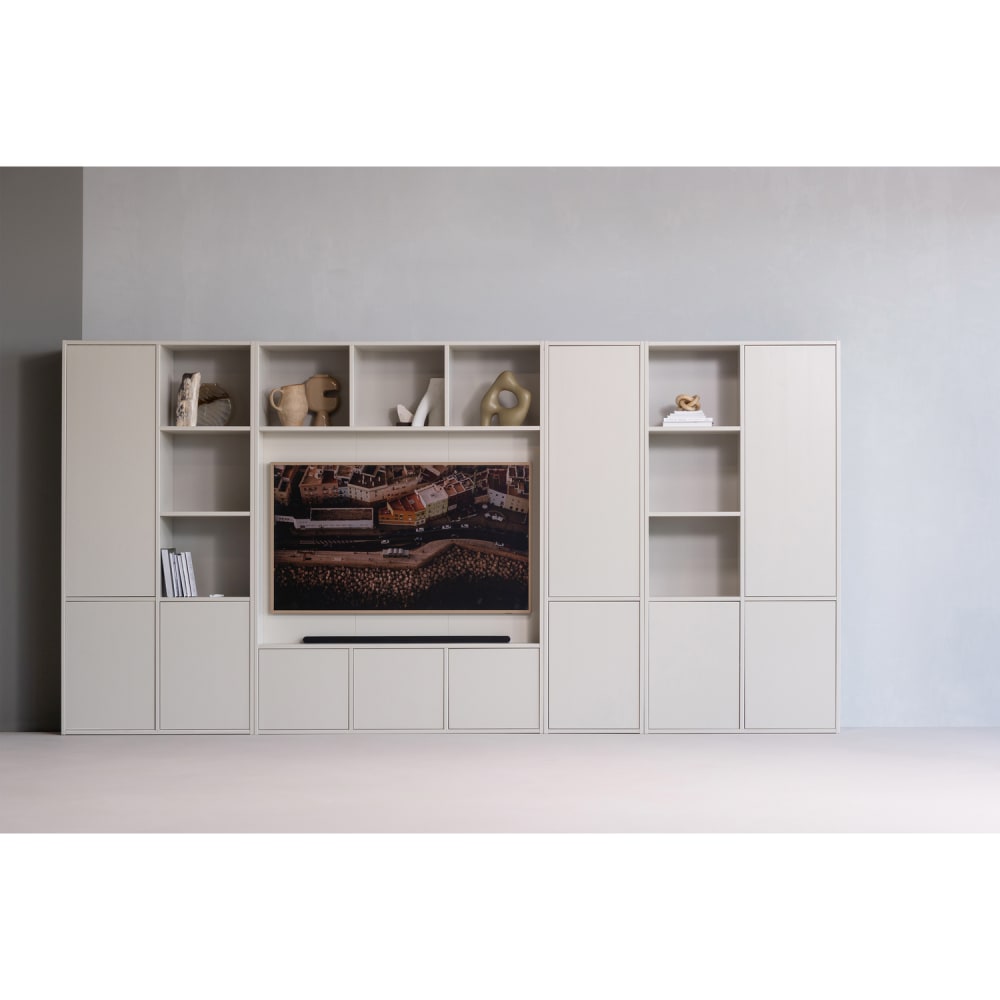 Armoire de rangement étroite en pin beige