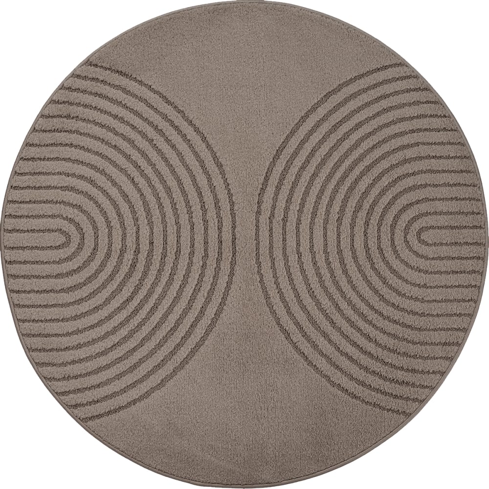The carpet Moderner Teppich, Hohe Flordichte, Braun, 120 cm rund style modern Braun Pp - Polypropylen