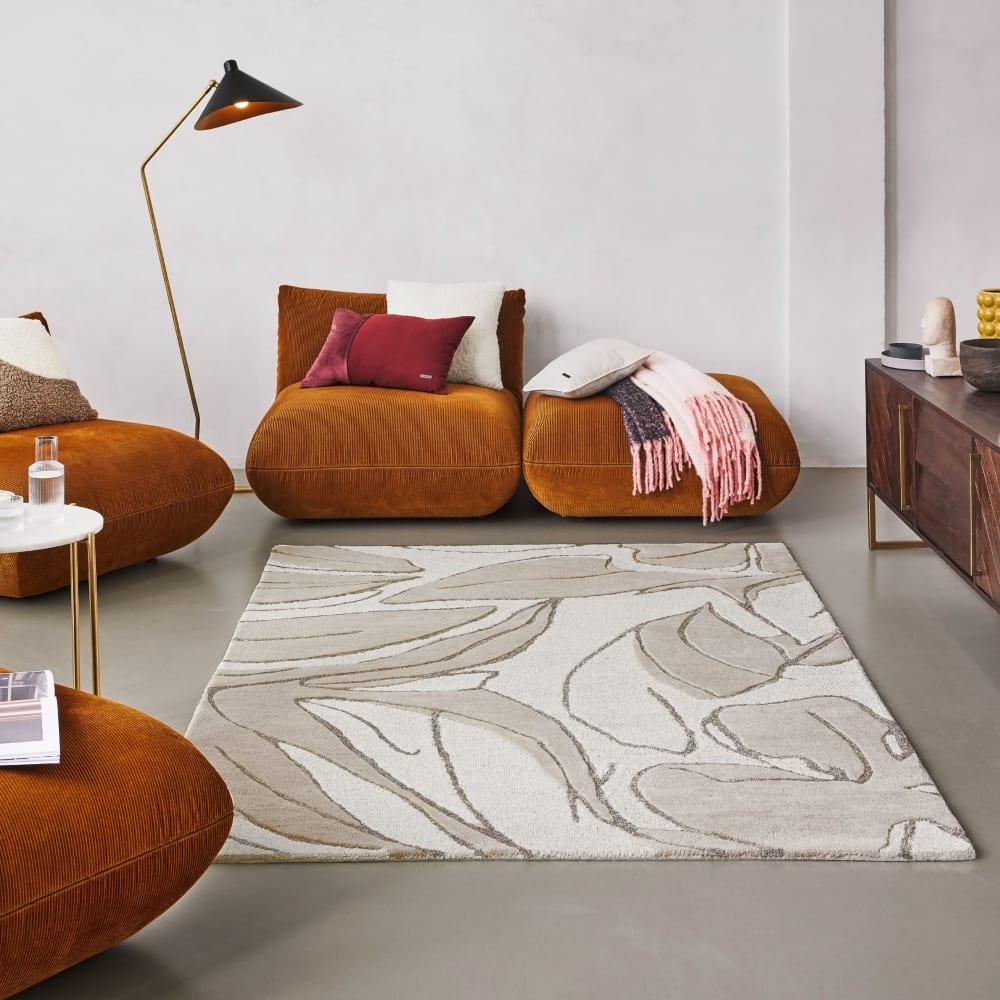 Tapis tufté main inspiration nature beige 70x140 — vue 3