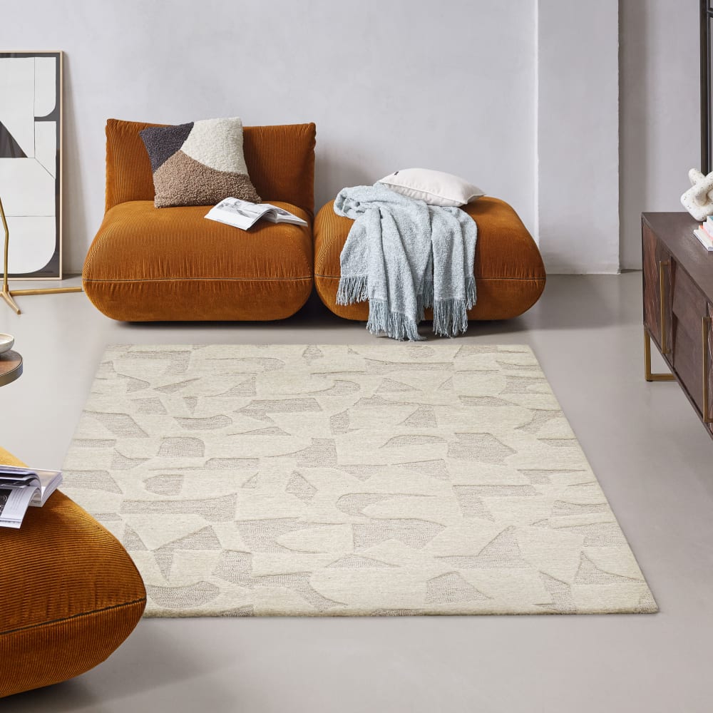 Tapis design tufté main beige 80x150 — vue 3