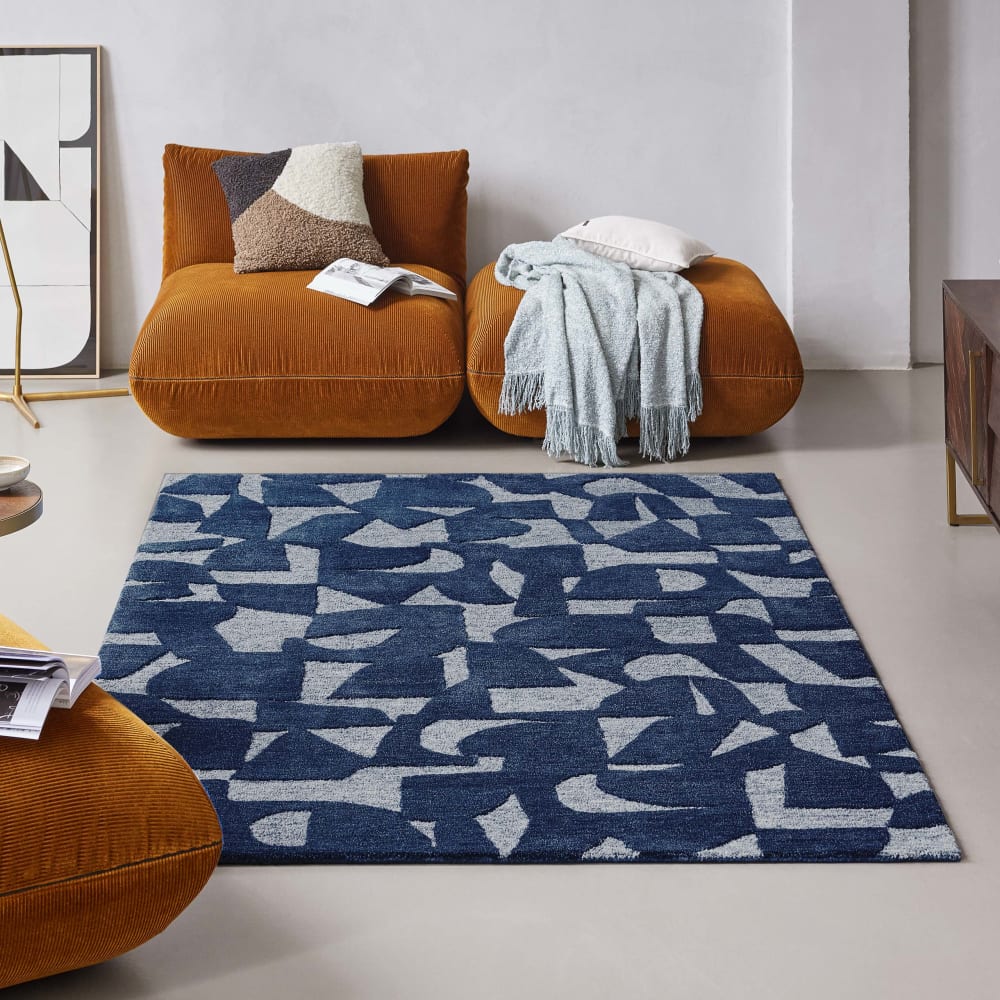 Tapis design tufté main bleu 70x140 — vue 3