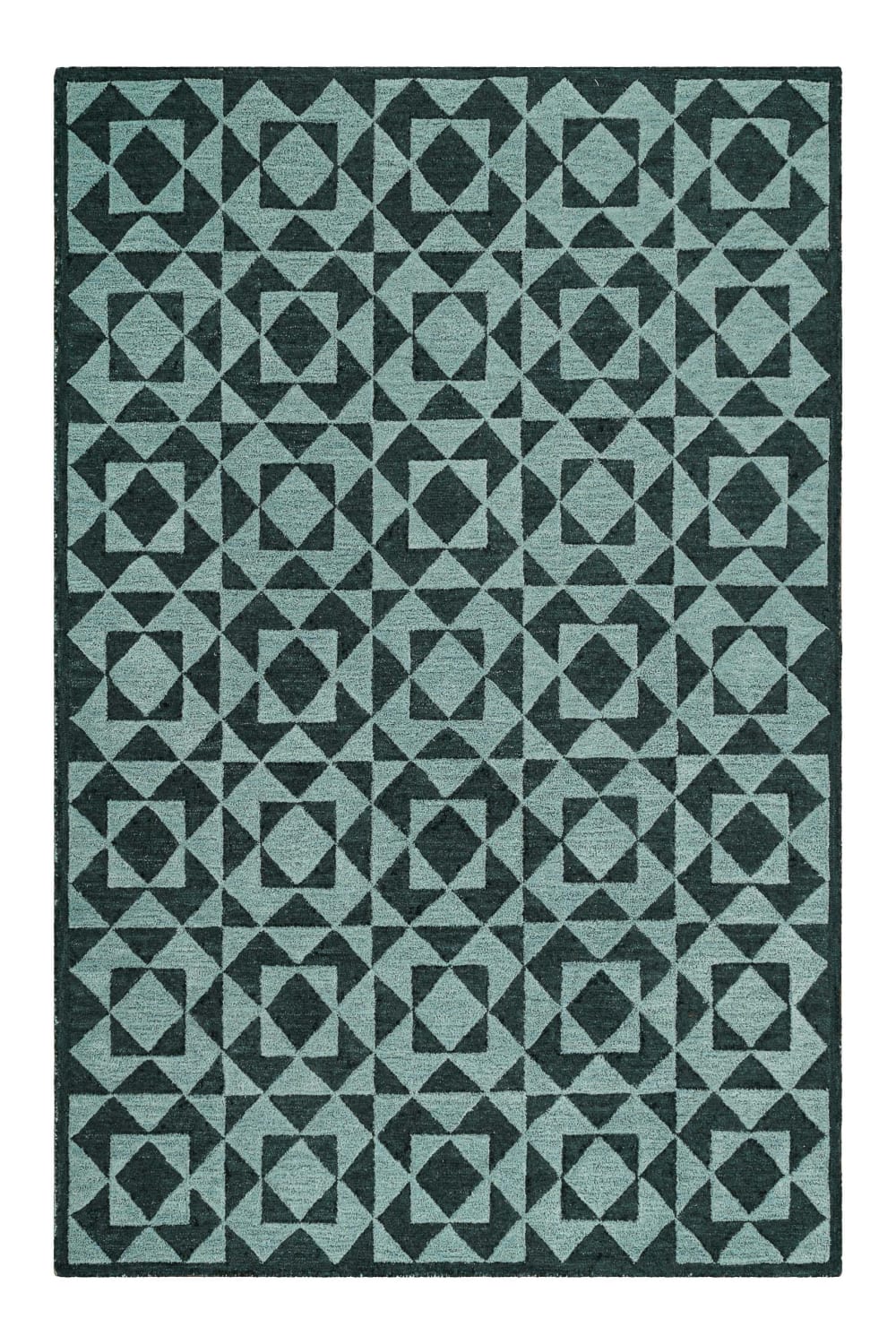 Tapis design tufté main tons de vert 80x150