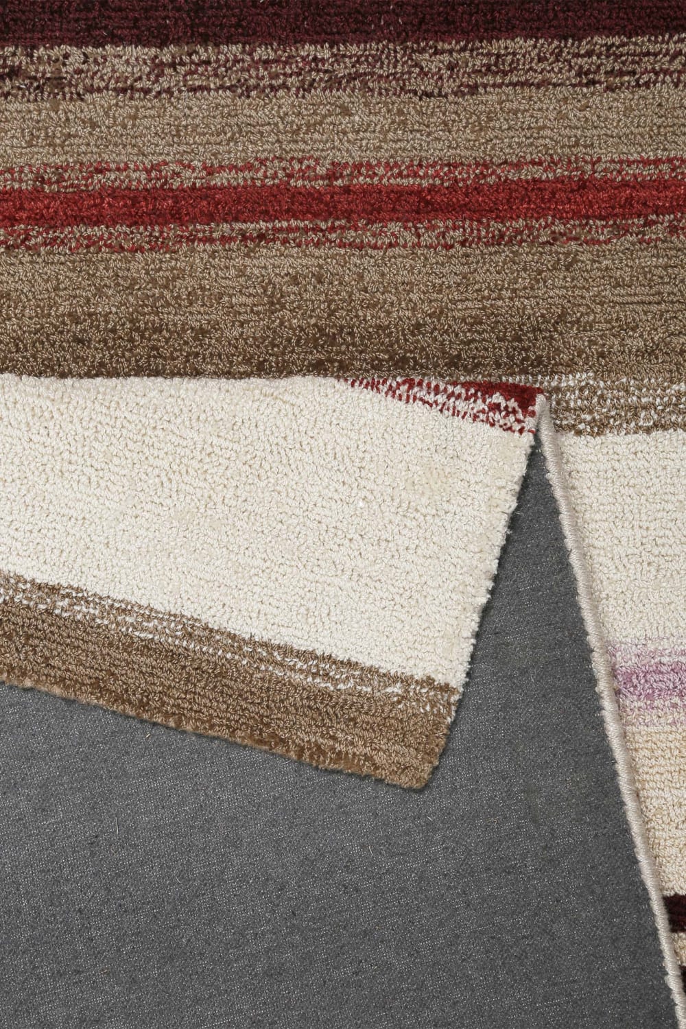 Tapis rayé look vintage beige et brun 110x170 — vue 4