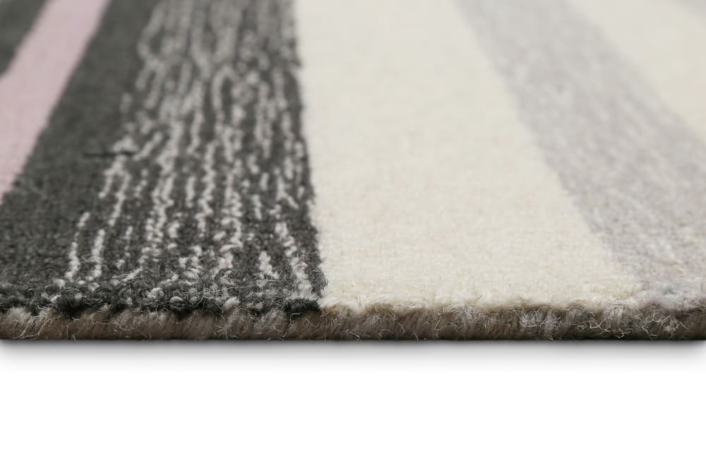 Tapis rayé tufté main pure laine gris multicolore 80x150 — vue 4