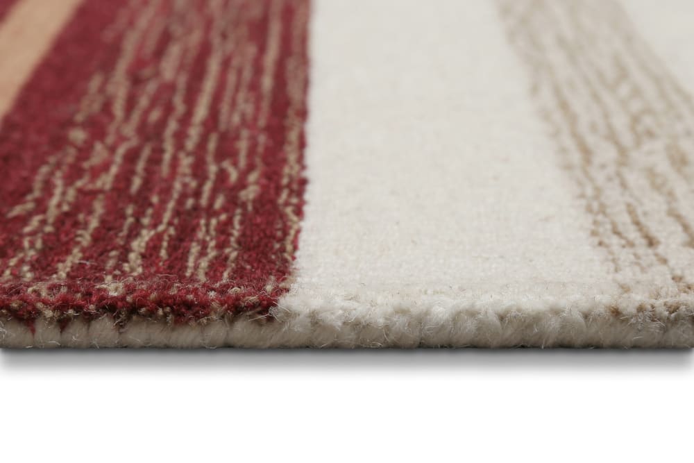 Tapis rayé tufté main pure laine beige et brun 80x150 — vue 4