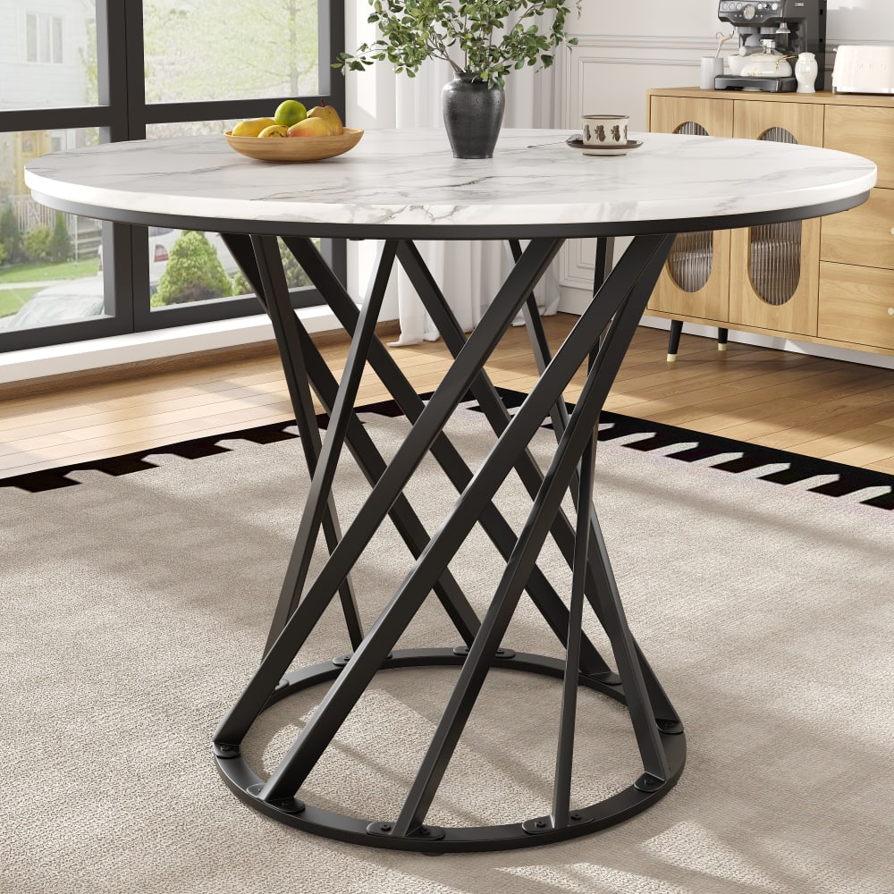 Runder Esstisch mit Metallbeinen 80 cm Holzfaserplatte,