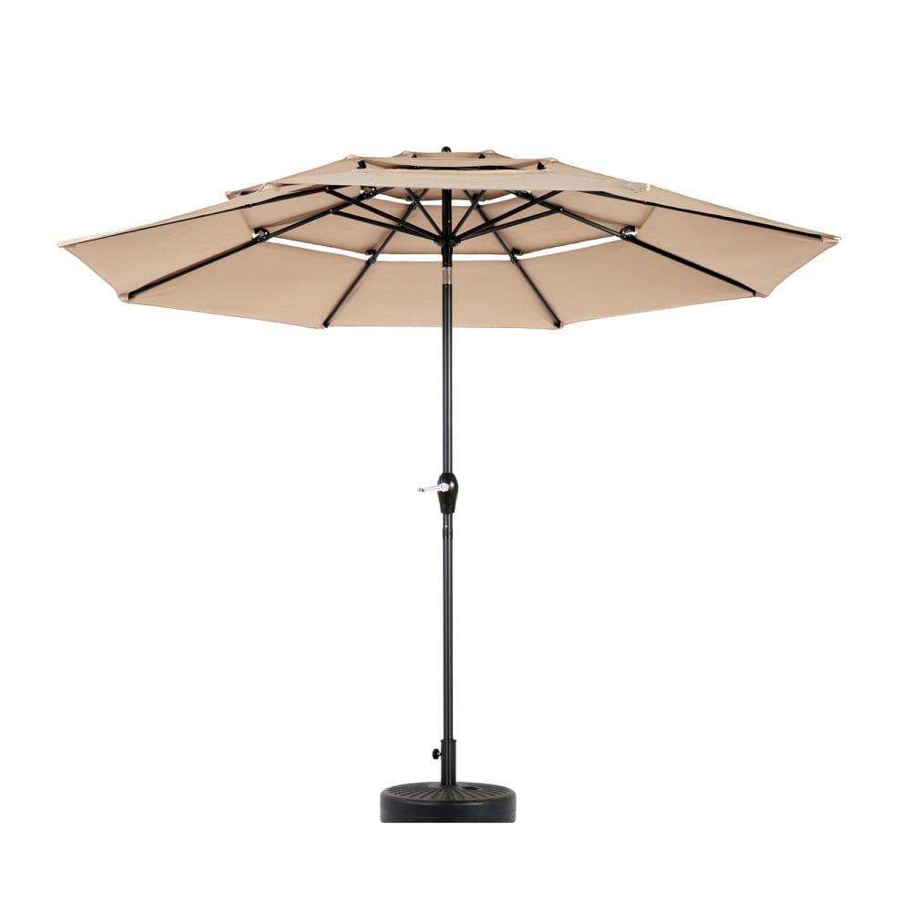 Urban Cocon Khaki Garten-Ampelschirm, 3-stufig, Kurbel, ohne Fuß Beige Edelstahl