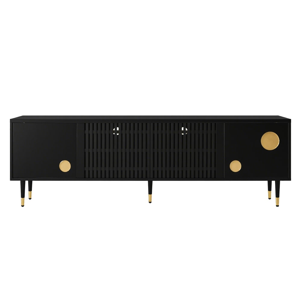 Meuble tv 170 cm noir, - pieds