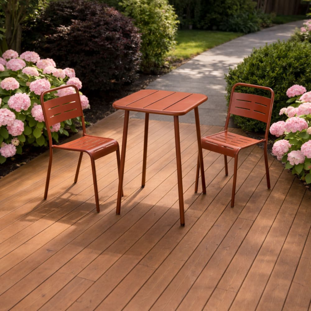 Table carrée 2 places 50x50cm terracotta