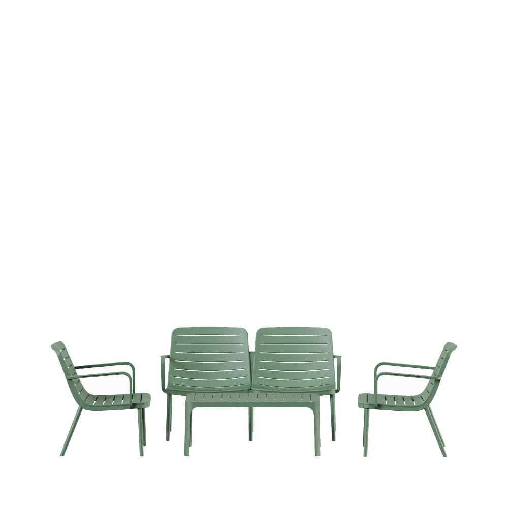 Salon de jardin 4 places en résine - Vert