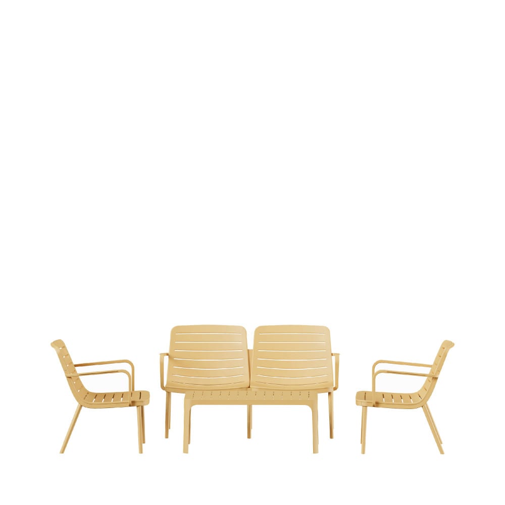 Salon de jardin 4 places en résine - Jaune