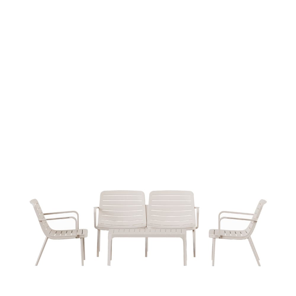 Salon de jardin 4 places en résine - Beige