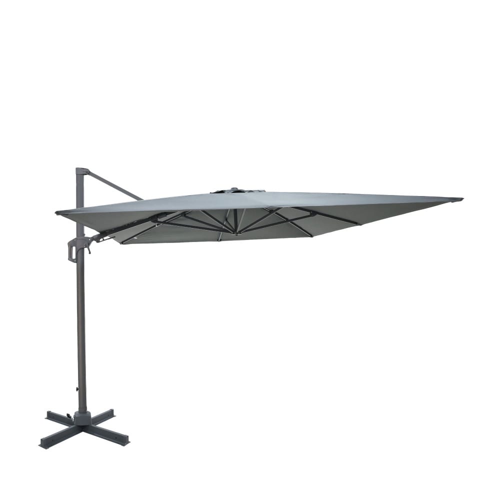 Parasol rectangulaire déporté en aluminium 3x4m - Gris foncé