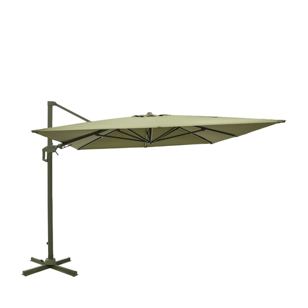 Parasol rectangulaire déporté en aluminium 3x4m - Vert olive