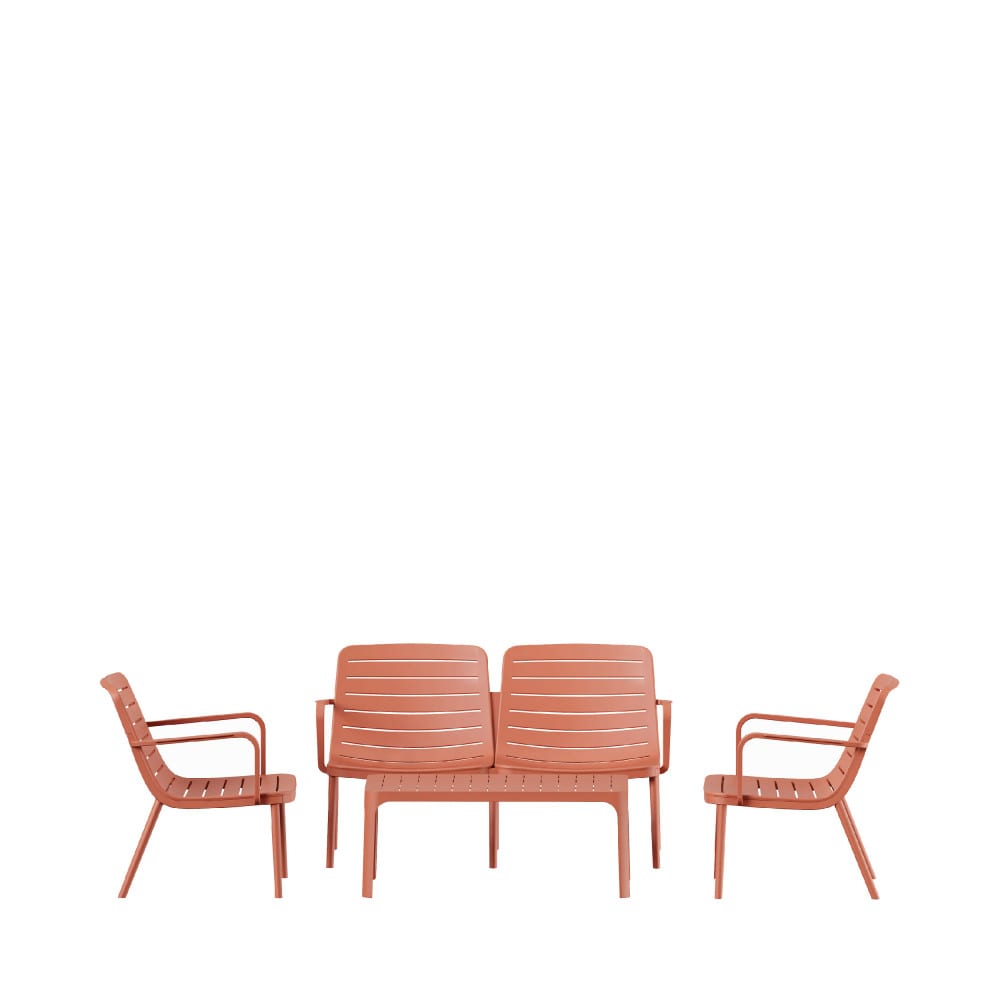 Salon de jardin 4 places en résine - Terracotta