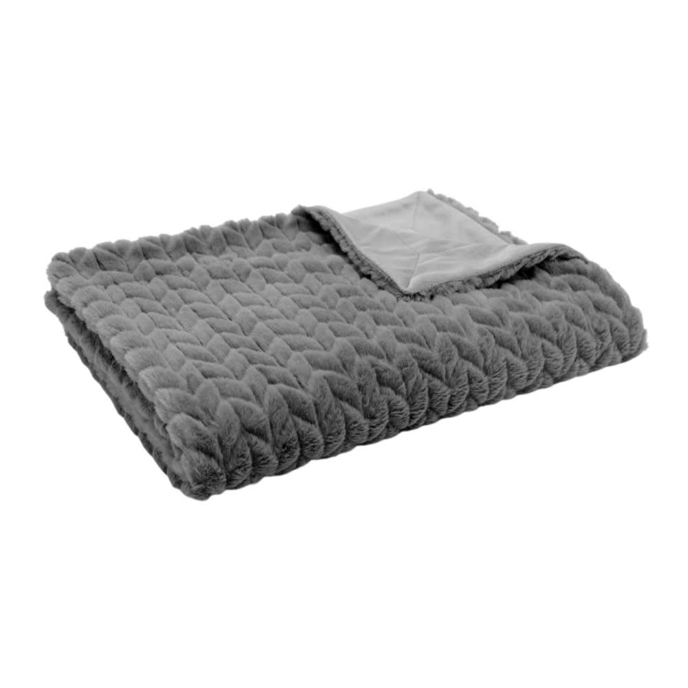 Plaid anthracite 130x170 cm gris en polyester Plaid anthracite 130x170 cm gris en polyester