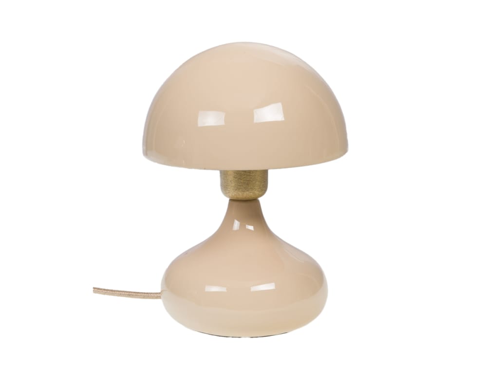 Lampe à poser crème style rétro en fer abat-jour champignon