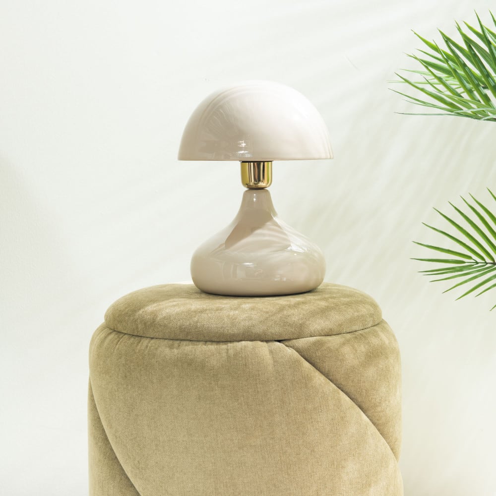 Lampe à poser crème style rétro en fer abat-jour champignon — vue 4
