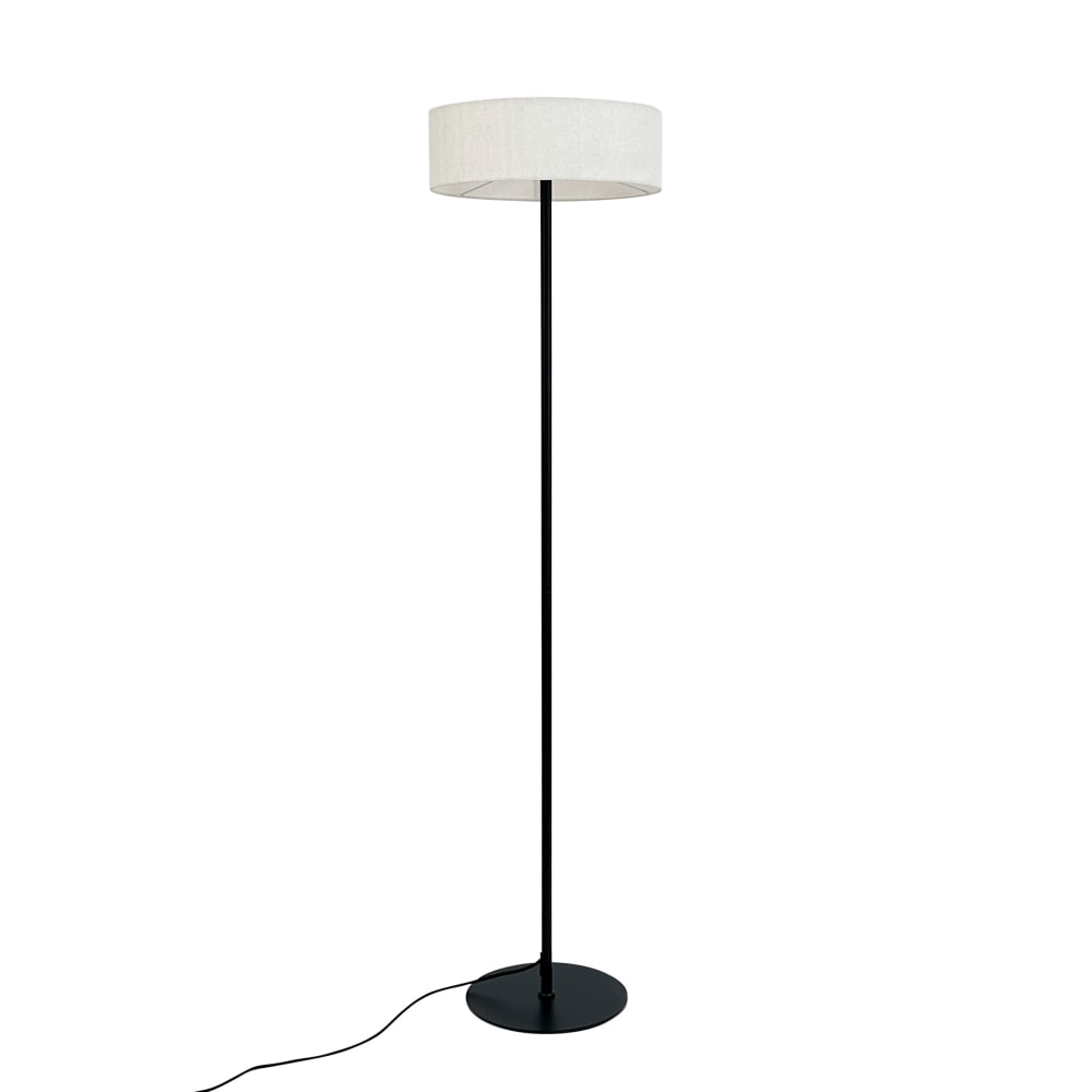 Lampadaire en métal et tissu Noir/Blanc